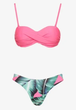 Fuksjowe Bikini 3-częściowe Biustonosz z Wiązaniem Majtki Figi i Bokserki Vinalle