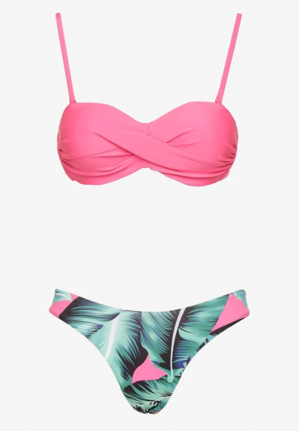 Fuksjowe Bikini 3-częściowe Biustonosz z Wiązaniem Majtki Figi i Bokserki Vinalle