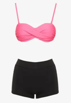Fuksjowe Bikini 3-częściowe Biustonosz z Wiązaniem Majtki Figi i Bokserki Vinalle