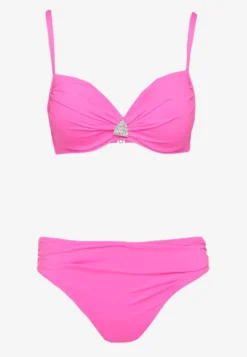 Fuksjowe Bikini Majtki Figi Biustonosz z Trójkątną Aplikacją Natizeria