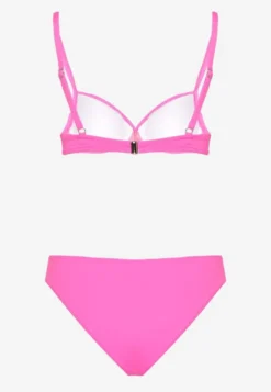 Fuksjowe Bikini Majtki Figi Biustonosz z Trójkątną Aplikacją Natizeria