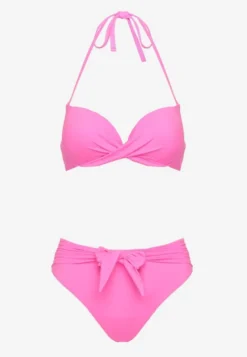 Fuksjowe Bikini Majtki Figi i Biustonosz Ozdobione Wiązaniem Saniorie