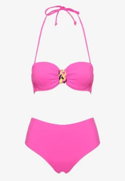 Fuksjowe Bikini Majtki Figi i Biustonosz z Ozdobną Wstawką Natamara