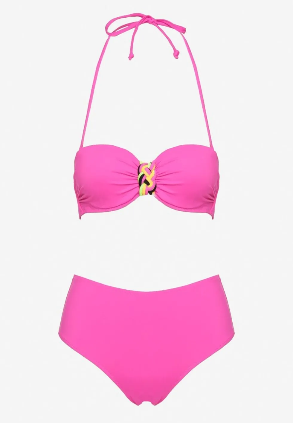 Fuksjowe Bikini Majtki Figi i Biustonosz z Ozdobną Wstawką Natamara