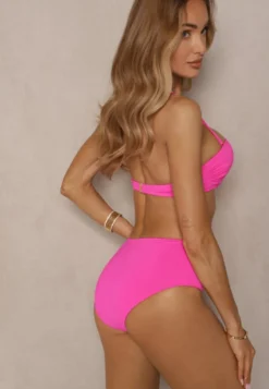 Fuksjowe Bikini Majtki Figi i Biustonosz z Ozdobną Wstawką Natamara