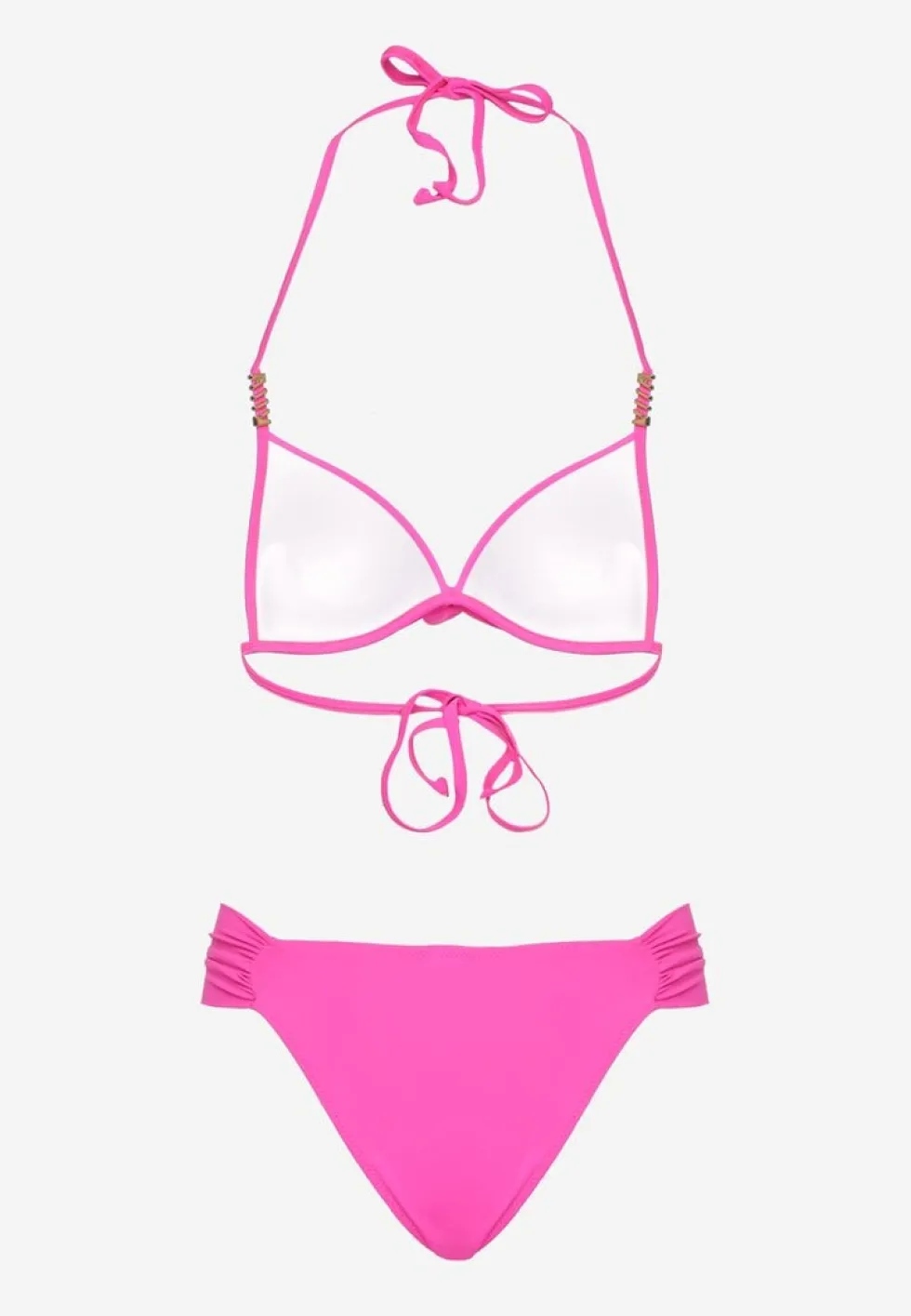 Fuksjowe Bikini Wiązany Biustonosz Push Up i Majtki Typu Figi Mirisenia