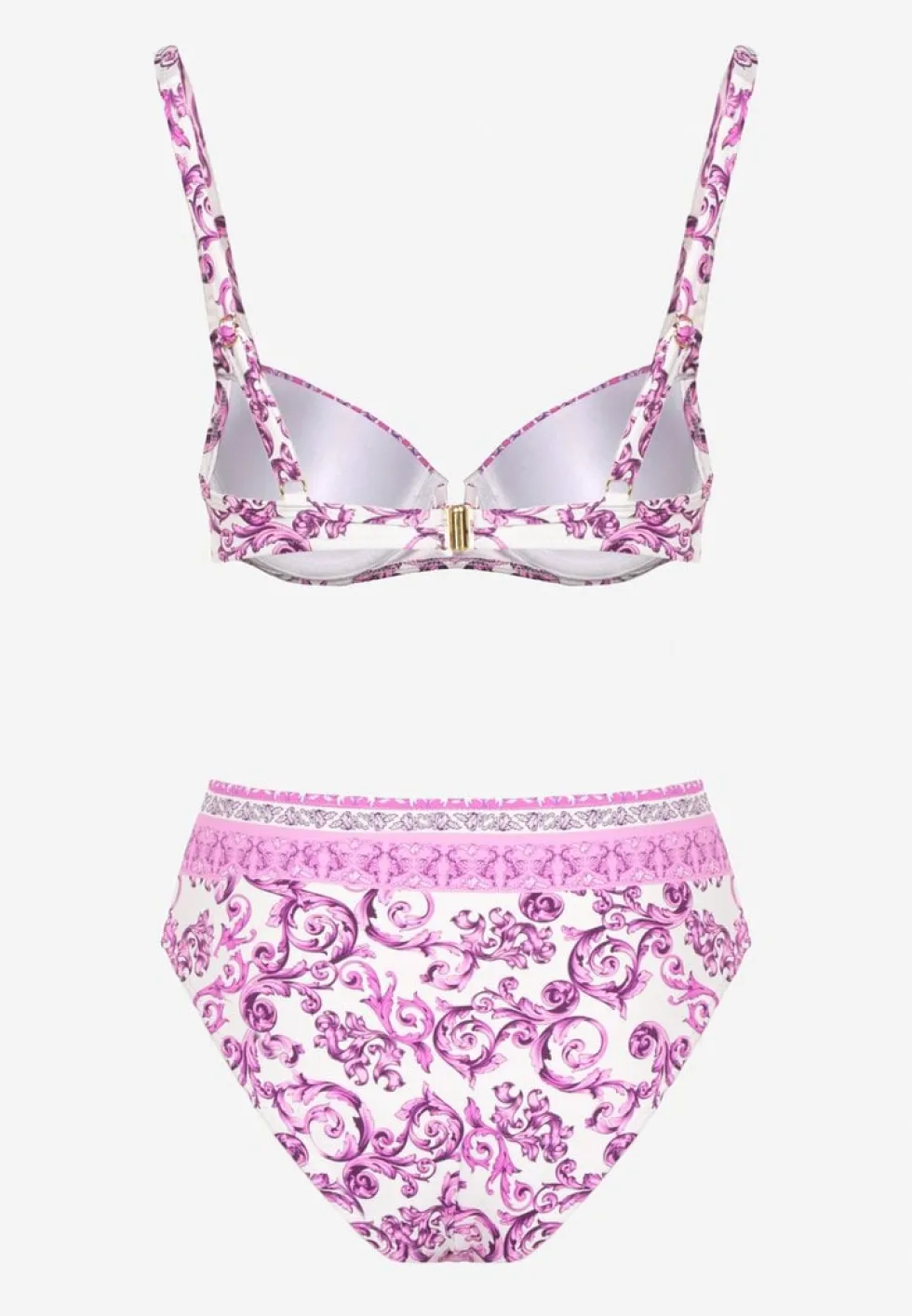 Fuksjowe Bikini Zdobione Ornamentalnym Printem Biustonosz i Figi Mirulea