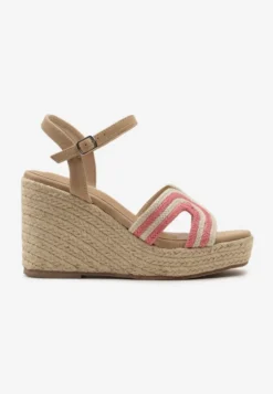 Fuksjowe Casualowe Sandały na Koturnie w Stylu Boho Comarae