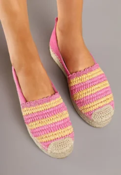 Fuksjowe Espadryle na Platformie Ozdobione Plecionką w Stylu Boho Lelisse