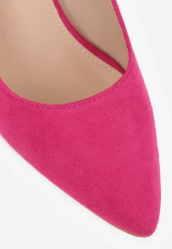 Fuksjowe Sandały Vices na Ozdobnym Słupku Typu Slingback ze Skórzaną Wkładką Eraliora
