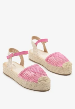 Fuksjowe Sandały w Stylu Espadryli z Plecioną Platformą i Cholewką Elisova