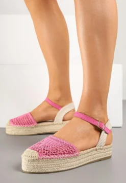 Fuksjowe Sandały w Stylu Espadryli z Plecioną Platformą i Cholewką Elisova