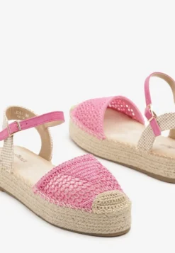 Fuksjowe Sandały w Stylu Espadryli z Plecioną Platformą i Cholewką Elisova