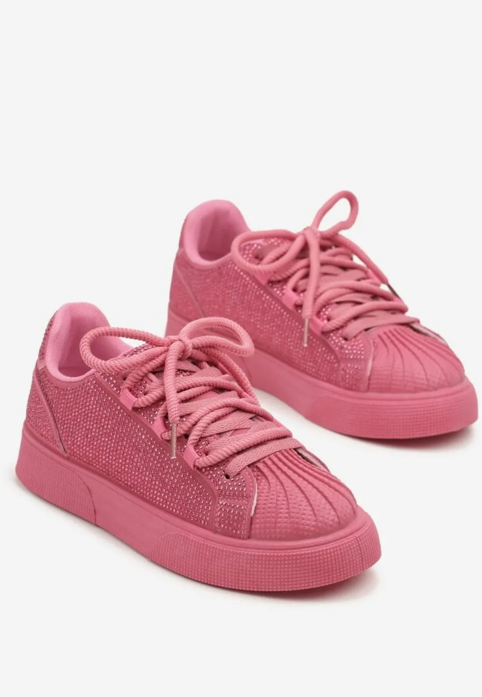 Fuksjowe Sneakersy na Grubej Podeszwie z Cyrkoniami Lisariana
