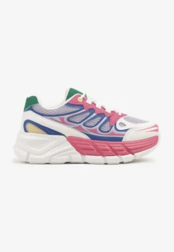 Fuksjowe Sneakersy Streetwearowe na Tłoczonej Platformie Tertewia