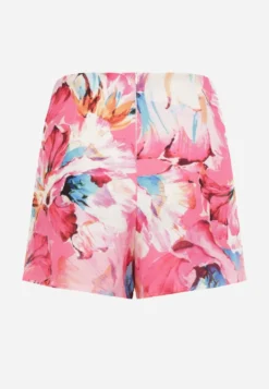 Fuksjowe Spódnico-Szorty High Waist w Kwiaty Delliena