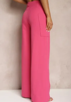 Fuksjowe Spodnie z Szerokimi Nogawkami High Waist Nestajoan