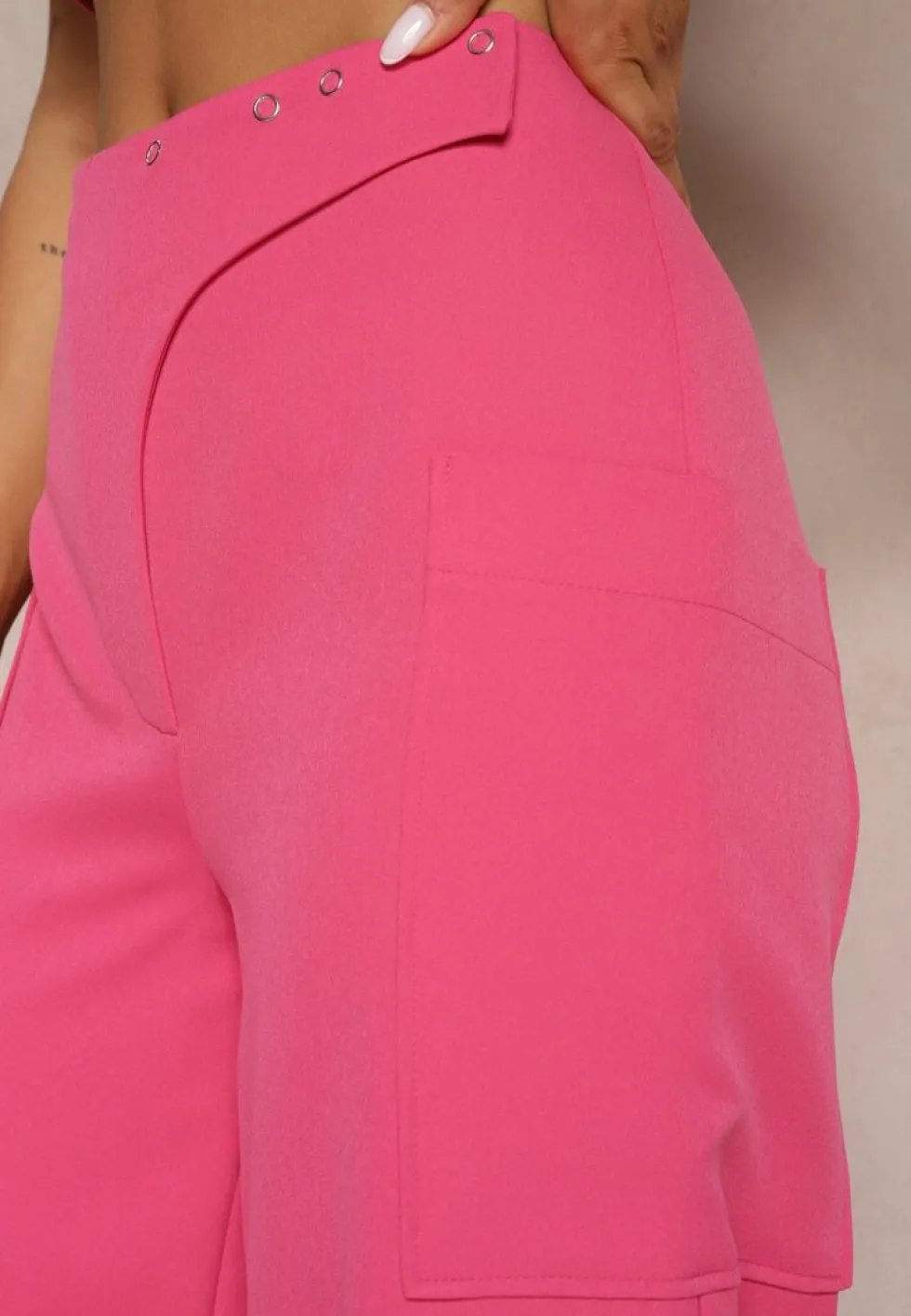Fuksjowe Spodnie z Szerokimi Nogawkami High Waist Nestajoan