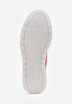 Fuksjowe Sznurowane Sneakersy Vices na Platformie z Tłoczeniem i Metaliczną Aplikacją Lavfedi