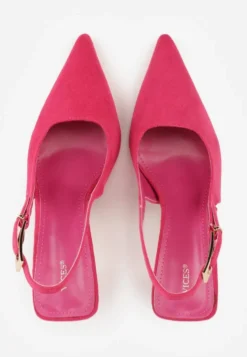 Fuksjowe Szpilki Slingback VICES z Imitacji Zamszu z Prostokątną Klamerką Natuma