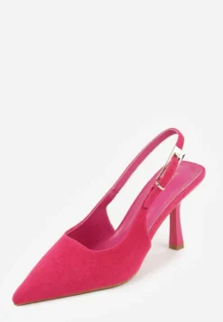 Fuksjowe Szpilki Slingback VICES z Imitacji Zamszu z Prostokątną Klamerką Natuma