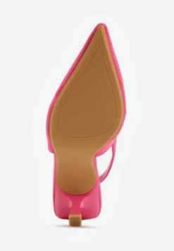 Fuksjowe Szpilki Slingback VICES z Imitacji Zamszu z Prostokątną Klamerką Natuma