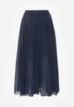 Granatowa Rozkloszowana Spódnica z Bawełny w Stylu Preppy Petrra