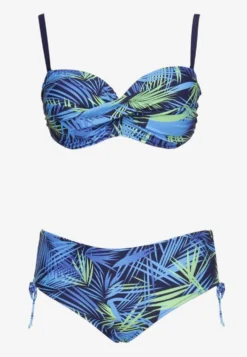 Granatowe Bikini Dwuczęściowe Usztywniany Biustonosz Majtki Figi Seteria