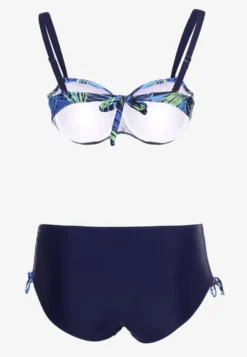 Granatowe Bikini Dwuczęściowe Usztywniany Biustonosz Majtki Figi Seteria