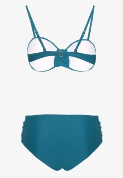 Granatowe Bikini Figi i Usztywniany Biustonosz z Marszczeniem Vintelle
