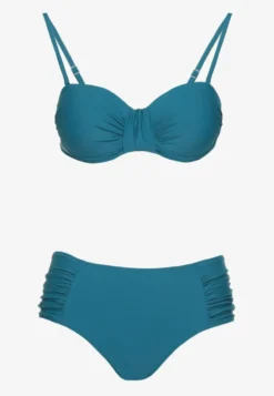 Granatowe Bikini Figi i Usztywniany Biustonosz z Marszczeniem Vintelle