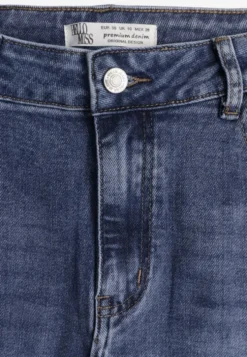 Granatowe Jeansy Barrel Leg High Waist z Bawełny Tinamist