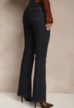 Granatowe Jeansy Flare High Waist Salinnava