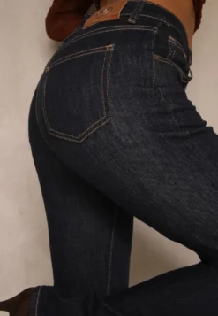 Granatowe Jeansy Flare High Waist Salinnava