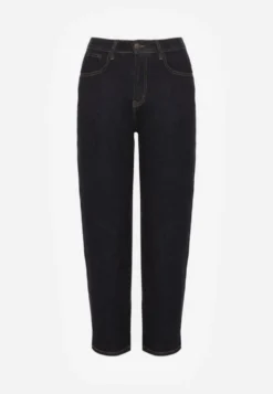 Granatowe Jeansy Mom Fit Regular Waist Ahortia
