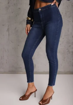 Granatowe Jeansy Skinny High Waist Vivizo