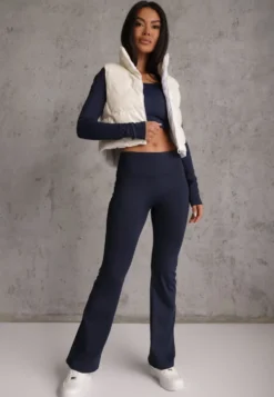 Granatowe Legginsy Dzwony High Waist Orruvana