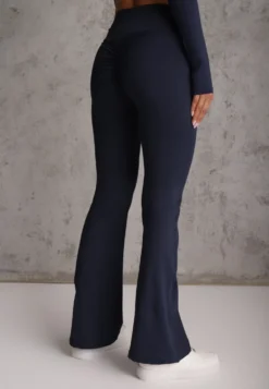 Granatowe Legginsy Dzwony High Waist Orruvana