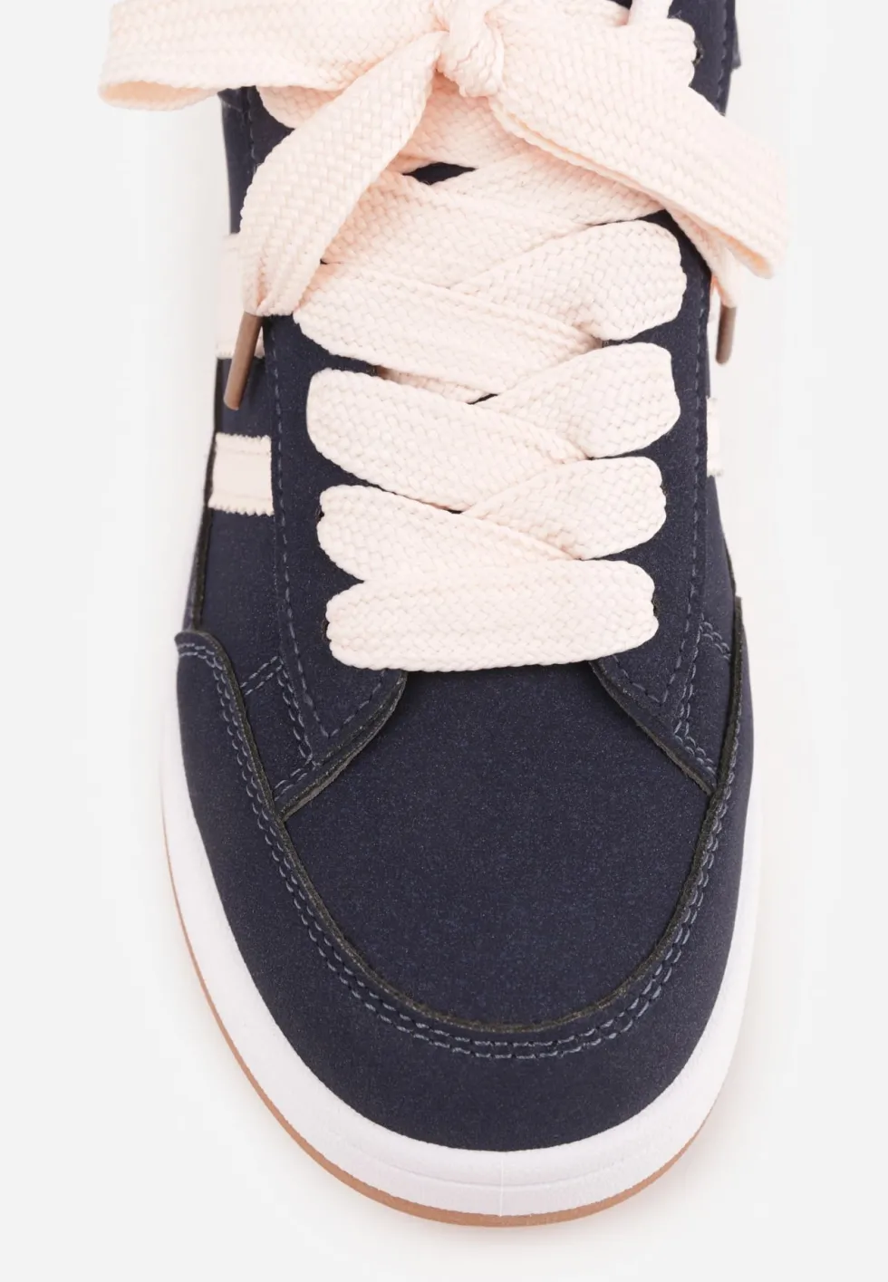 Granatowe Sneakersy Basic z Paskami na Boku Adila