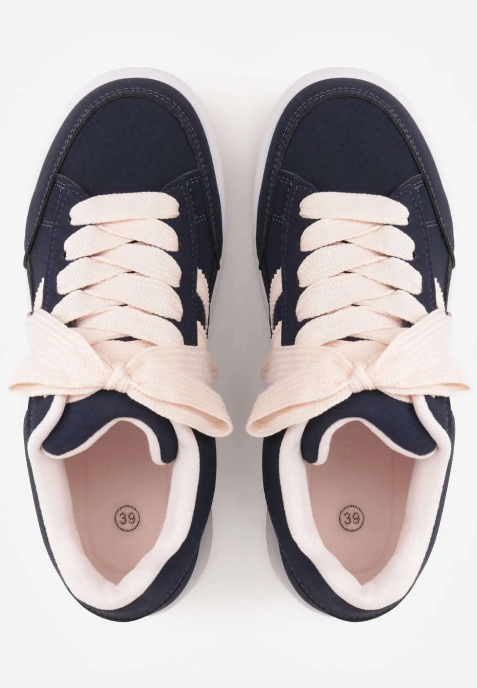 Granatowe Sneakersy Basic z Paskami na Boku Adila