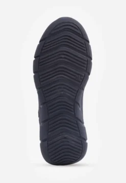 Granatowe Sneakersy Śniegowce na Platformie z Tłoczeniem i Pikowaną Cholewką Vermina
