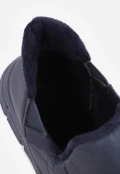 Granatowe Sneakersy Śniegowce na Platformie z Tłoczeniem i Pikowaną Cholewką Vermina