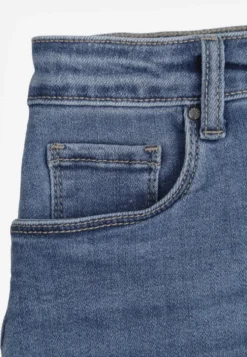 Granatowe Szorty Denimowe High Waist z Efektem Push-Up i Asymetrycznymi Nogawkami Zilisea