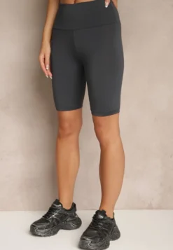 Granatowe Szorty Typu Kolarki High Waist Nalareine