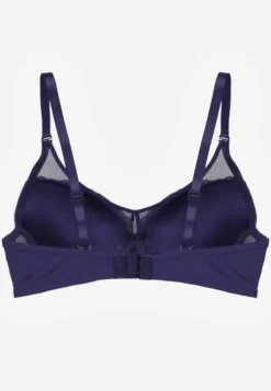 Granatowy Biustonosz Ozdobiony Transparentnymi Wstawkami i Koronką Brannor