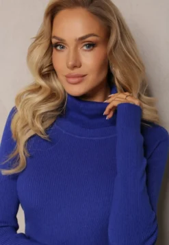 Granatowy Golf Prążkowany z Wiskozą Branca