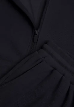 Granatowy Komplet Dresowy Spodnie Wide Leg i Bluza na Suwak ze Stójką Milia