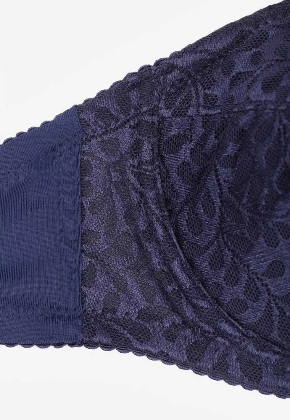 Granatowy Koronkowy Biustonosz z Regulowanymi Ramiączkami i Usztywnionymi Miseczkami Vikiitole