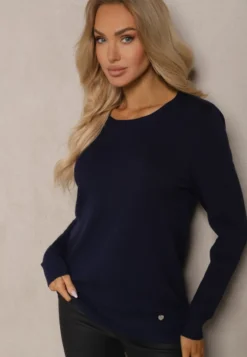 Granatowy Sweter o Klasycznym Kroju Irilians