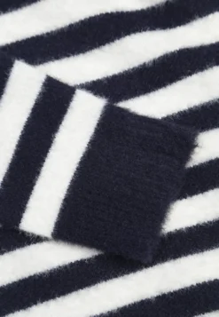 Granatowy Sweter z Wełną i Bawełną z Motywem Pasków Fiorale